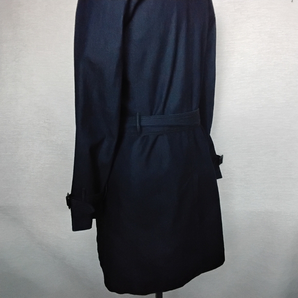 Focus 2000 Dark Blue Jean Size 12 Vintage Duster Length Coat Belted - Picture 6 of 12